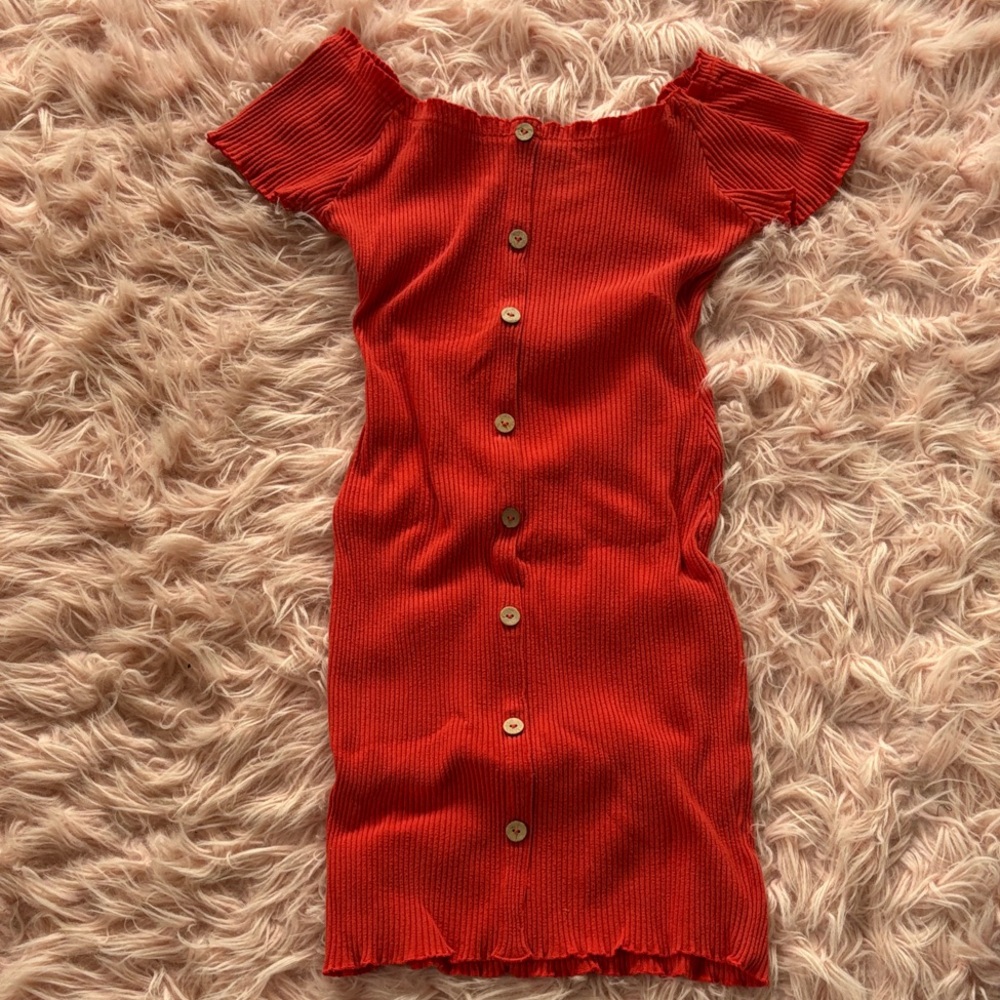 Elegant Orange Button-Down Dress